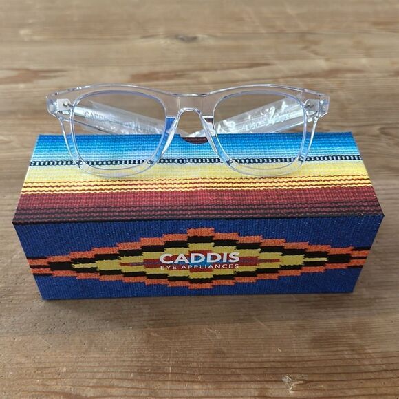 CADDIS Reading Glasses NEW in box + Bag Color - Vodka/Clear lense strength  1.50 - Picture 3 of 12